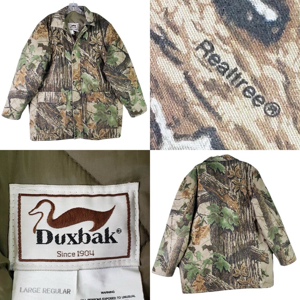 Vintage Duxbak Camo Jacket Mens L Realtree Hunting 80s 90s USA Insulated Coat